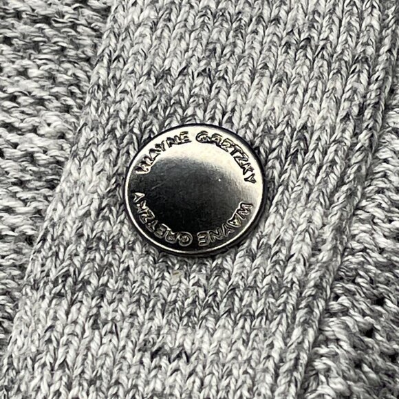 Wayne Gretzky Collection Long Sleeve Partial Button-Up Light Gray Knit Sweater - Picture 8 of 12